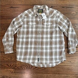 Cabela's Men's Tan and White Plaid Shirt NWT